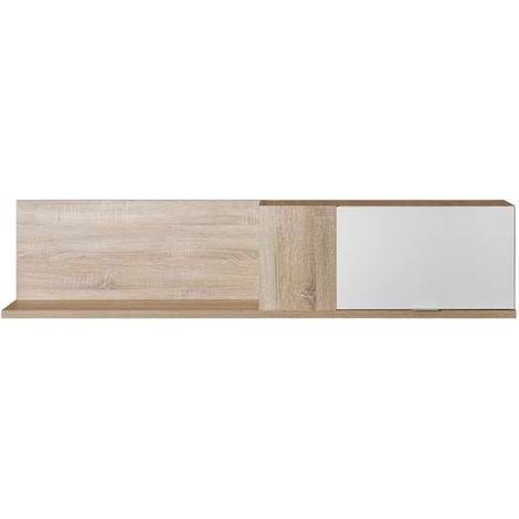 Módulo estantería ALMA de 160x30x35 cm con puerta para colgar, roble aserrado y blanco (1/3)