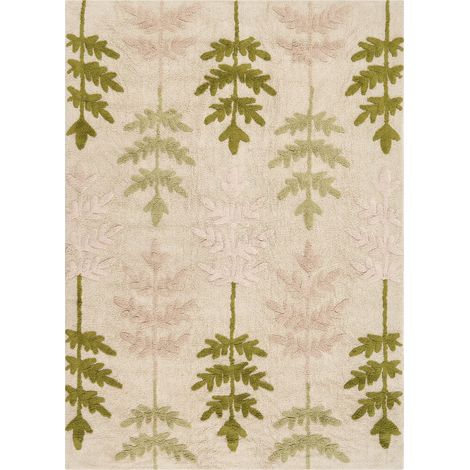 Alfombra de algodón 160 x 230 cm habitación infantil rectangular beige y verde Darma (1/5)