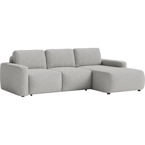 Selsey Carnos Mini – Ecksofa mit Schlaffunktion, Ottomane rechts, Chenille Hellgrau