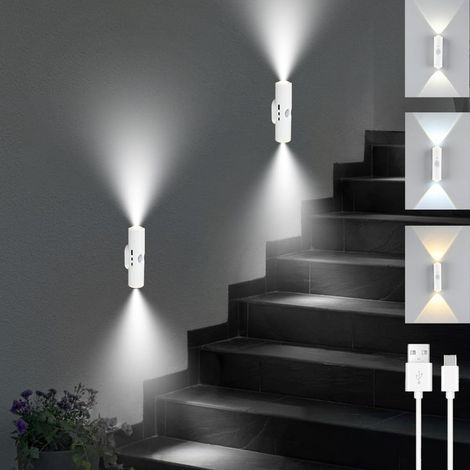 Tragbare Wandnachtleuchte, USB-wiederaufladbare magnetische LED-Wandlampe, Nachtlicht mit Bewegungsmelder, für Treppenhaus, Wohnzimmer, Schlafzimmer (4 Stück) (1/5)