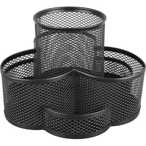 Organisateur de bureau rotatif 360° avec 7 compartiments pour stylos et fournitures de bureau multifonctionnel (1/5)