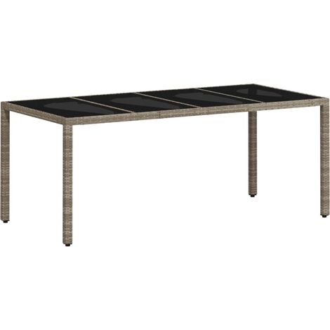 Maison Exclusive - Tavolo Giardino Piano Vetro Grigio Chiaro 190x90x75 Polyrattan