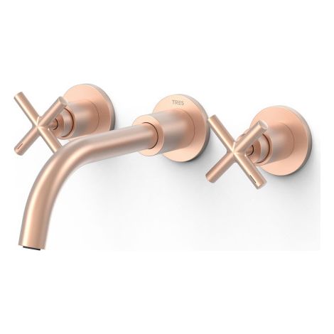 Mélangeur encastré pour lavaboStructure encastrée incluse Or Rose Mat 24K - TRES 28330002OPM