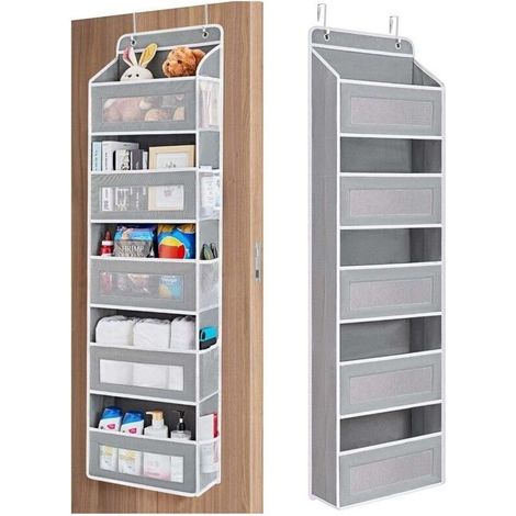 Sac de rangement suspendu derrière la porte. sac de rangement pour chaussettes suspendues non tissées avec 5 poches. peut contenir jusqu'à 44 livres (1/4)
