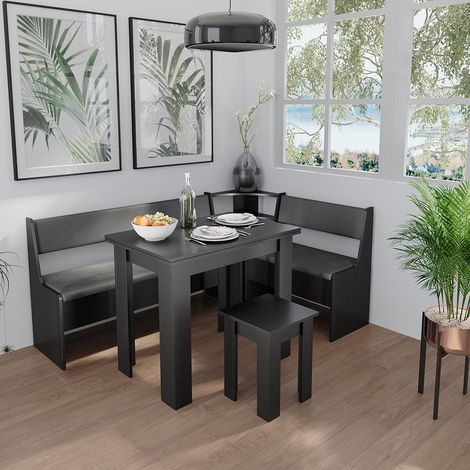 Eckbankgruppe Roman, Schwarz, 120 x 41.5 cm mit Tisch, Vicco