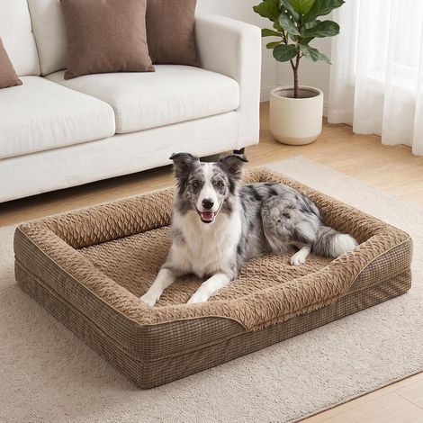 Panier Chien Grande Taille, Lit Chien Orthopédique, 89x64x18cm (1/5)