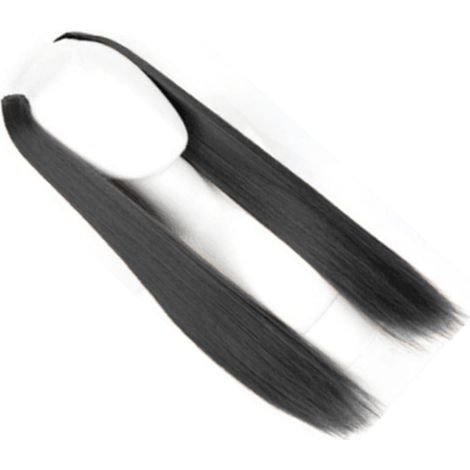 Perruque Extension Universelle Femme Pièce Invisible en Forme U Non Marquée Synthétique Noire Lisse 45cm / 17.7in (1/5)