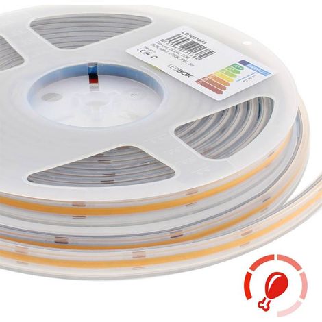 Tira LED Monocolor COB, DC24V, 5m (512Led/m), 60W, IP67, Carnes y frutas, Rosa/Magenta (1/4)