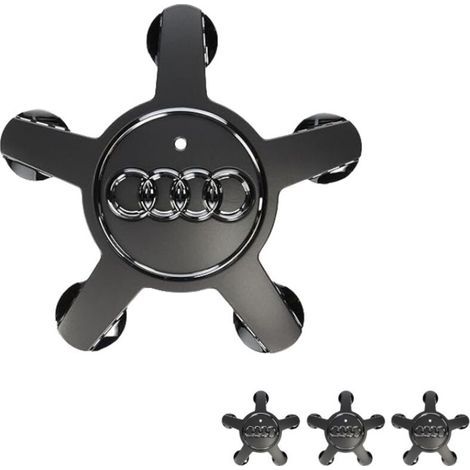 Satz mit 4 Radnabenkappen für Audi A3 A4L A5 A6L A7 A8L Q3 Q5 Q7, Autozubehör, 135 mm, schwarz (1/3)