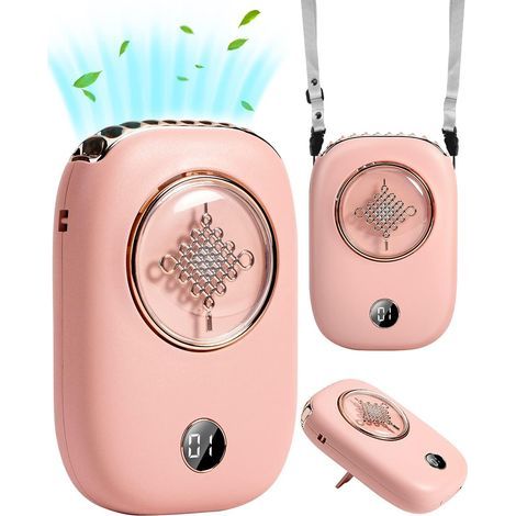 Mini ventilador personal portátil recargable, 3 velocidades con indicador LED de batería y cable.