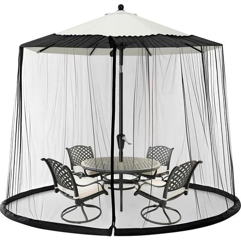 Moustiquaire pour Parasols, Moustiquaire pour Parasol 300 cm, Hauteur 2,3M, Moustiquaire de Parasol avec Base Remplissable, Moustiquaire Exterieur (1/5)