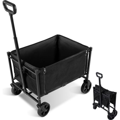 TolleTour Bollerwagen Faltbar, Handwagen für Strand Camping Einkauf, Transportwagen, Gartenwagen, Faltbollerwagen, Klappbollerwagen Bis 80kg Seitlich aufklappbar