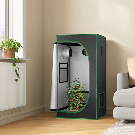 WOLTU Growzelt Gewächshaus Growbox Pflanzenzelt Zuchtzelt Zuchtschrank mit Belüftungsöffnungen Beobachtungsfenstern, für Balkon Garage, 60x60x120 cm, Schwarz