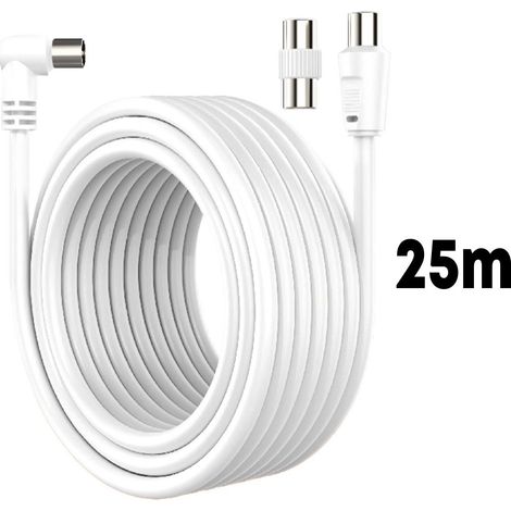Cavo Coassiale Antenna TV con Connettore ad Angolo Retto Maschio Maschio Adattatore Femmina Femmina Incluso 25m Supporta HD UHD 4K (1/2)