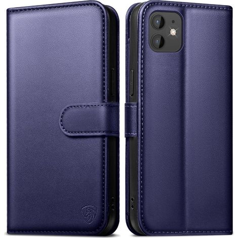 Handyhülle iPhone 12 Pro Lederhülle RFID Schutz Blau (1/5)