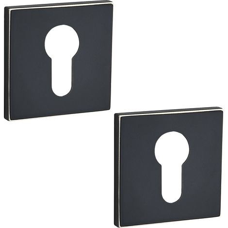 Placas de inserción de rosetas cuadradas para manijas de puertas interiores negras (1/2)