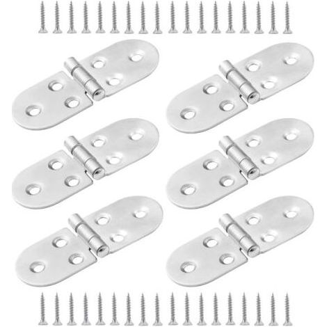 6 PCS Charnières de Table Pliantes,Charnière de Table Pliante à InoxArrondis,Charnière Flip Pliable,Flip Top Charnière avec vis (1/5)