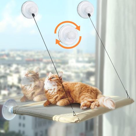 1 Hamac Chat, Ventouses Puissantes, Cadre Fibre De Verre, Tissu Maille Respirant, Pour Fenêtre Lisse (1/5)