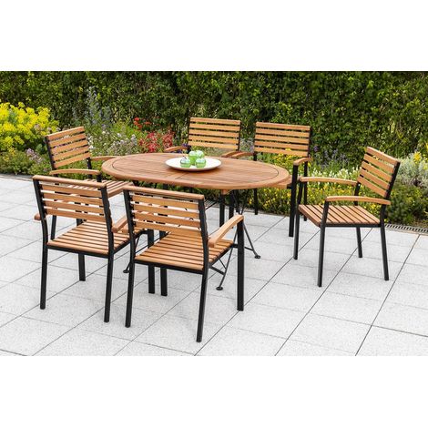 Schlossgarten Set 7tlg 6 Sessel Tisch ov 140x90cm