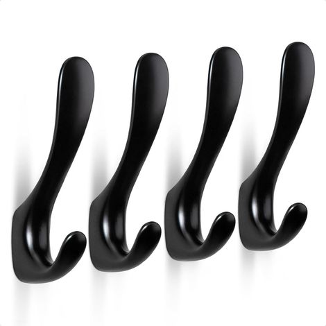 CSPARKV - Ganchos de pared atornillables de aleación de zinc (4 unidades), ganchos individuales para colgar en la pared, ganchos para abrigos, sombreros, toallas, mochilas, para dormitorio, baño y pas