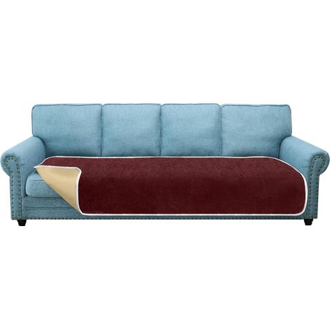 Extra Large 4-Seater Sofa Cover, Thick Oversized Sofa Cover, Universal Pet Sofa Protector for All Seasons (4-Seater, Burgundy) (1/5)