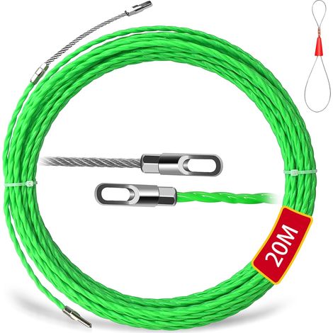20m Aiguille Electricien, Tire Fils Electrique 4,5 mm Diamètre Aiguille Passe Cable Tire Fils Electricien Aiguille avec Tête Flexible de Guidage, pour la Pose de Câbles (20M) (1/5)