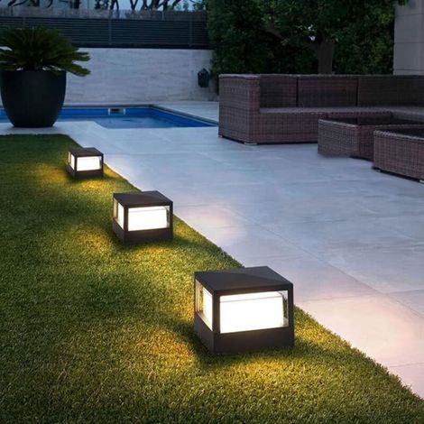 Lampe de Poteau Lampe Pilier Portail Lampe D'exterieur lumiere colonne lampe Villa etanche Aluminium jardin paysage pelouse porte cloture entree lumie (1/5)