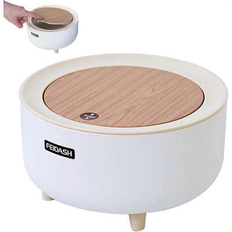 Mini poubelle de table blanche de 2 litres avec couvercle en plastique, idéale pour la cuisine et la salle de bain. (1/5)