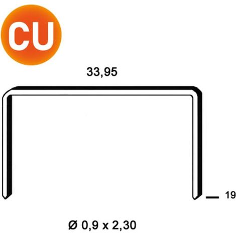 20 000 Agrafes Cuivrées Bm-19 - 33.95x19x0.9x2.3 mm - D-Work