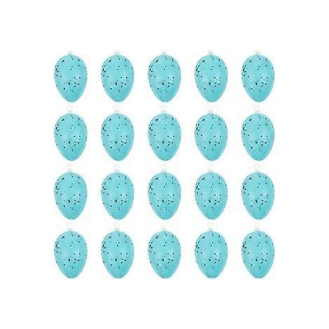 20 œufs de Pâques factices décoratifs, œufs mouchetés, accessoire photo (bleus) (1/2)