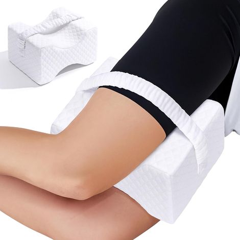 Oreiller genou mousse mémoire premium, soutien jambes dormeurs latéraux, anti-douleurs hanches (1/5)