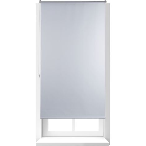 Relaxdays Thermo Verdunklungsrollo, Hitzeschutz, Fenster Seitenzugrollo, Klemmfix ohne bohren, 90x160, Stoff 86 cm, weiß