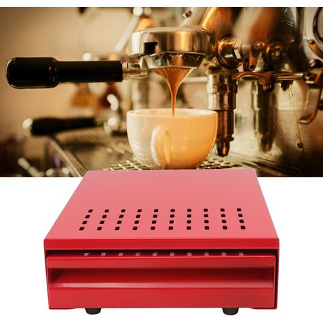 Großer Edelstahlbehälter für Kaffeesatz, Schubladentyp, rot. (1/5)