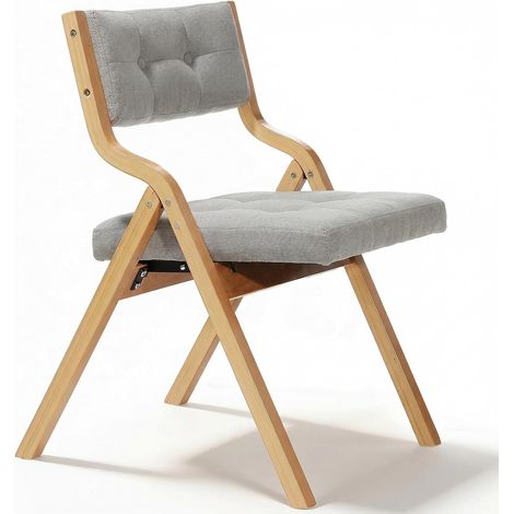 Sedie Pieghevoli Imbottite, per adulti, nordico, con legno e tessuto di lino, per ospiti, ufficio, matrimoni e feste 47x55x77cm Grigio (1/5)
