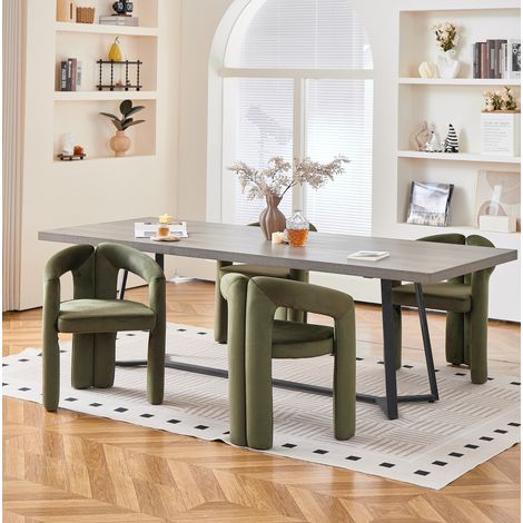 Pack de 2 sillas de comedor de terciopelo verde con reposabrazos, estilo moderno - CHICFURN (1/5)