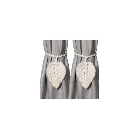 Embrasses de rideaux style ferme en corde de coton tissée à la main, décoration bohème pour la maison (beige feuille, 2)… (1/5)