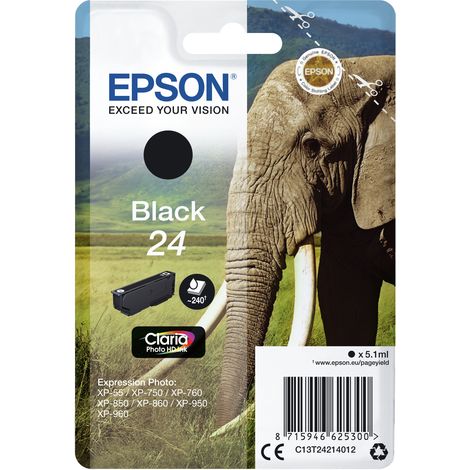 Epson Elephant Singlepack 24 cartouche d'encre 1 pièce(s) Original Noir (1/3)