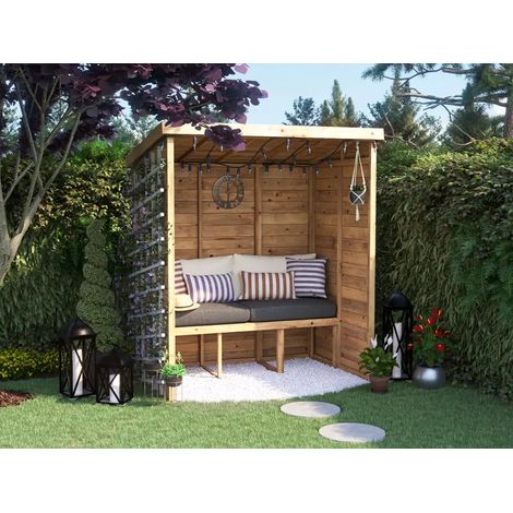 Dunster House Garden Arbour With Pent Roof, W1.8m x D1.2m / W6' x D4', Pressure Treated, Apocallipo