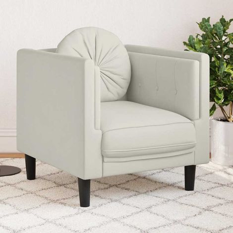 Sessel mit Kissen Creme Samt