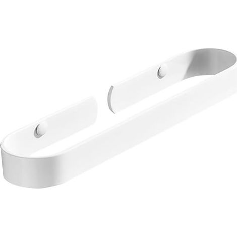 Portasciugamani, mensola portasciugamani da bagno, 30 x 5,5 x 6,8 cm, metallo bianco, non richiede foratura, mensola da bagno (1/5)
