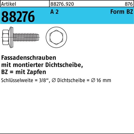 Vis de façade R 88276 Rondelle d'étanchéité/tenon BZ 6,3x 50 A 2 250 pièces