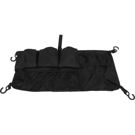 Sac de Rangement pour Chariot Pliant Noir Oxford 600D 72x34cm Multi-compartiments avec Sangles Velcro (1/5)
