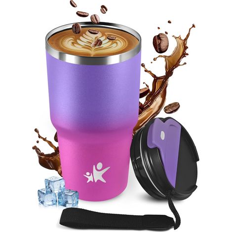 Tasse Isotherme 600ml, Tasse Isolante Premium en Acier Inoxydable, Étanche et , Mug avec Couvercle, sans BPA, Idéale pour Enfant, Adulte, Randonnée, Cyclisme, les Filles (1/5)