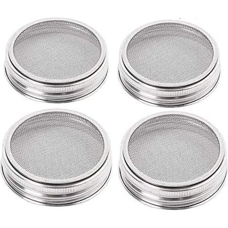 Ensemble de 4 capuchons de germination, acier inoxydable, argent (1/5)