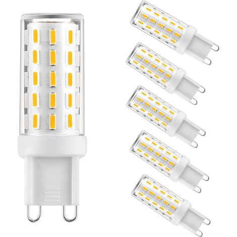 Ampoules LED G9 4W, ampoule 2700k blanc chaud, sans scintillement, Equivalente 40W Halogène Lumière 400 lumens, non dimmable AC220-240V, Angle de 360, Pack de 6 (1/5)