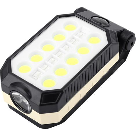 Lampe de travail COB 599A rechargeable USB avec aimant, camping extérieur, lumière blanche rouge bleu clignotante, câble inclus, grand éclairage LED. (1/5)