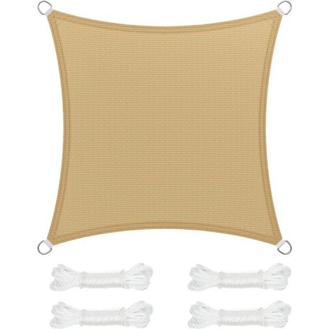 Ineasicer Sonnensegel 3,6 x 3,6 m, Sonnenschutz aus HDPE-Gewebe, atmungsaktiv, wasserdurchlässig, für Terrasse, Garten, Balkon, Camping, quadratisch, konkav, sandgelb (1/4)
