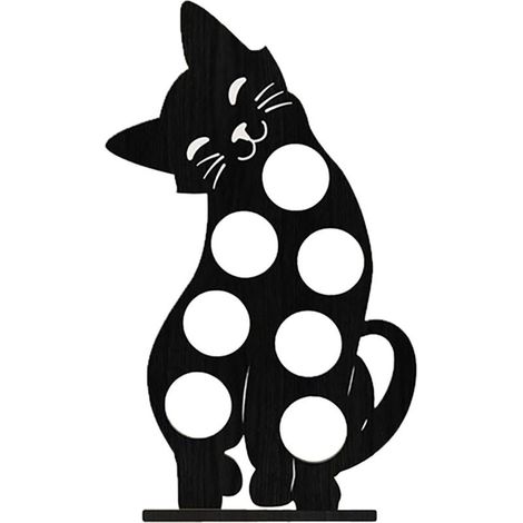 Support à capsules café en bois, présentoir décoratif chat noir pour bar et comptoir, rangement thé original (1/5)