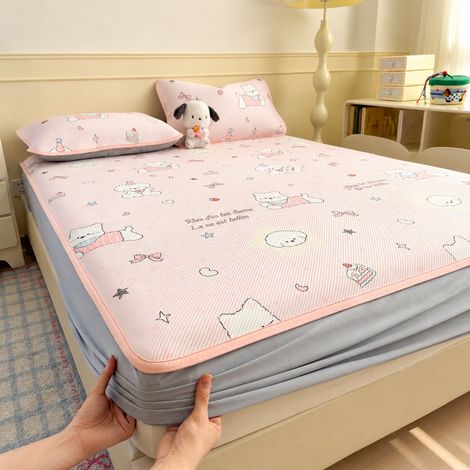 Parure de lit rafraîchissante drap-housse 150x200 cm et 2 taies d'oreiller motif chien et cœurs 150cm 200cm réf 6872 2 kg – Livraison gratuite