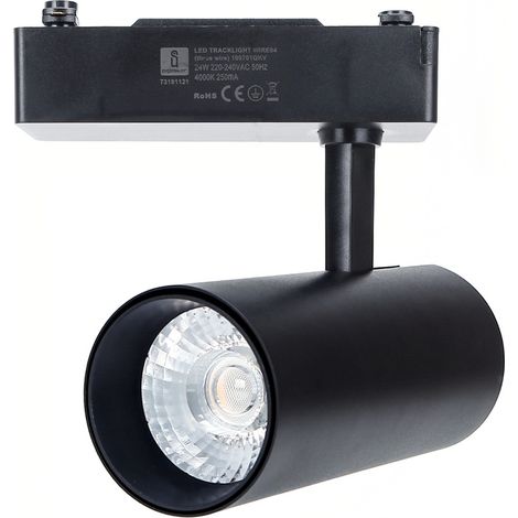 FARO FARETTO SPOTLIGHT ORIENTABILE LED COB 24W 4000K PER BINARIO TRIFASE